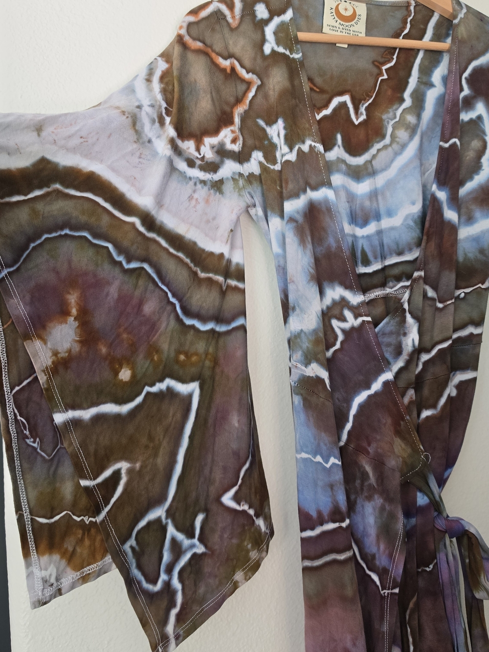 Katya Moon Dyes Brown & White Tie-Dye Wrap Dress